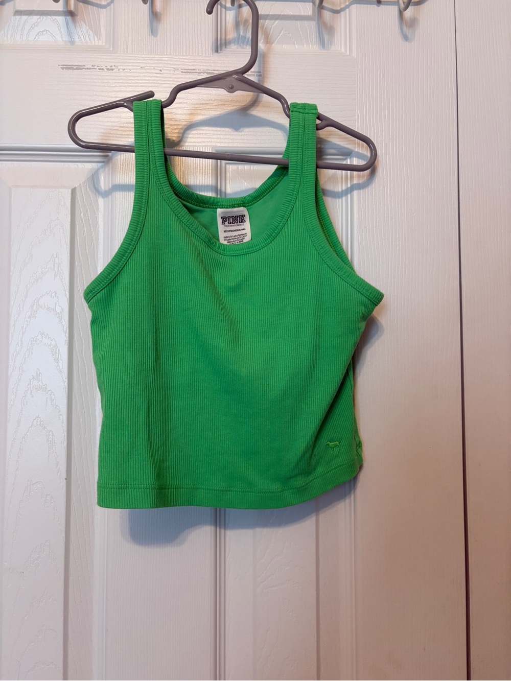 PINK Victoria's Secret Neon Green Ribbed Scoop Tank